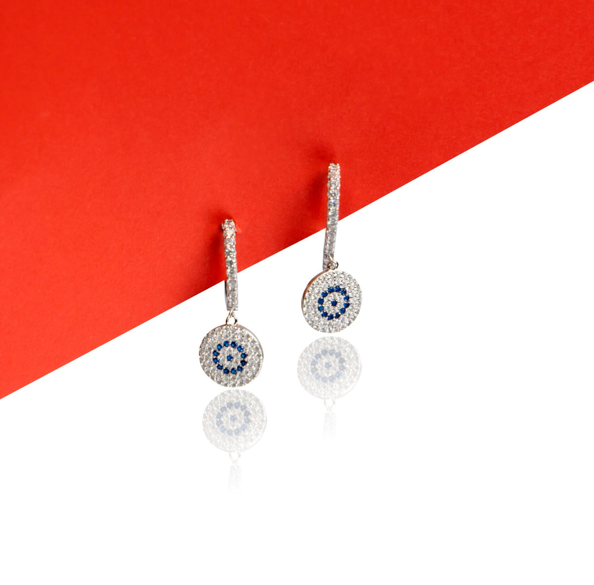 Silverio Round Evil Eye Earrings