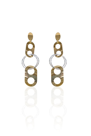 Modern Dual-Tone Geometric Dangle Earrings