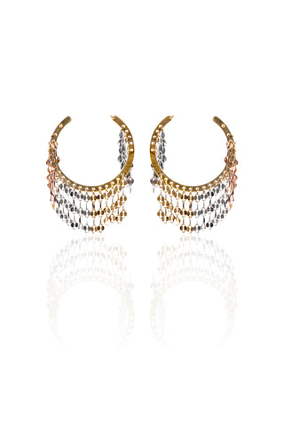 Tri-Tone Cascade Hoop Earrings