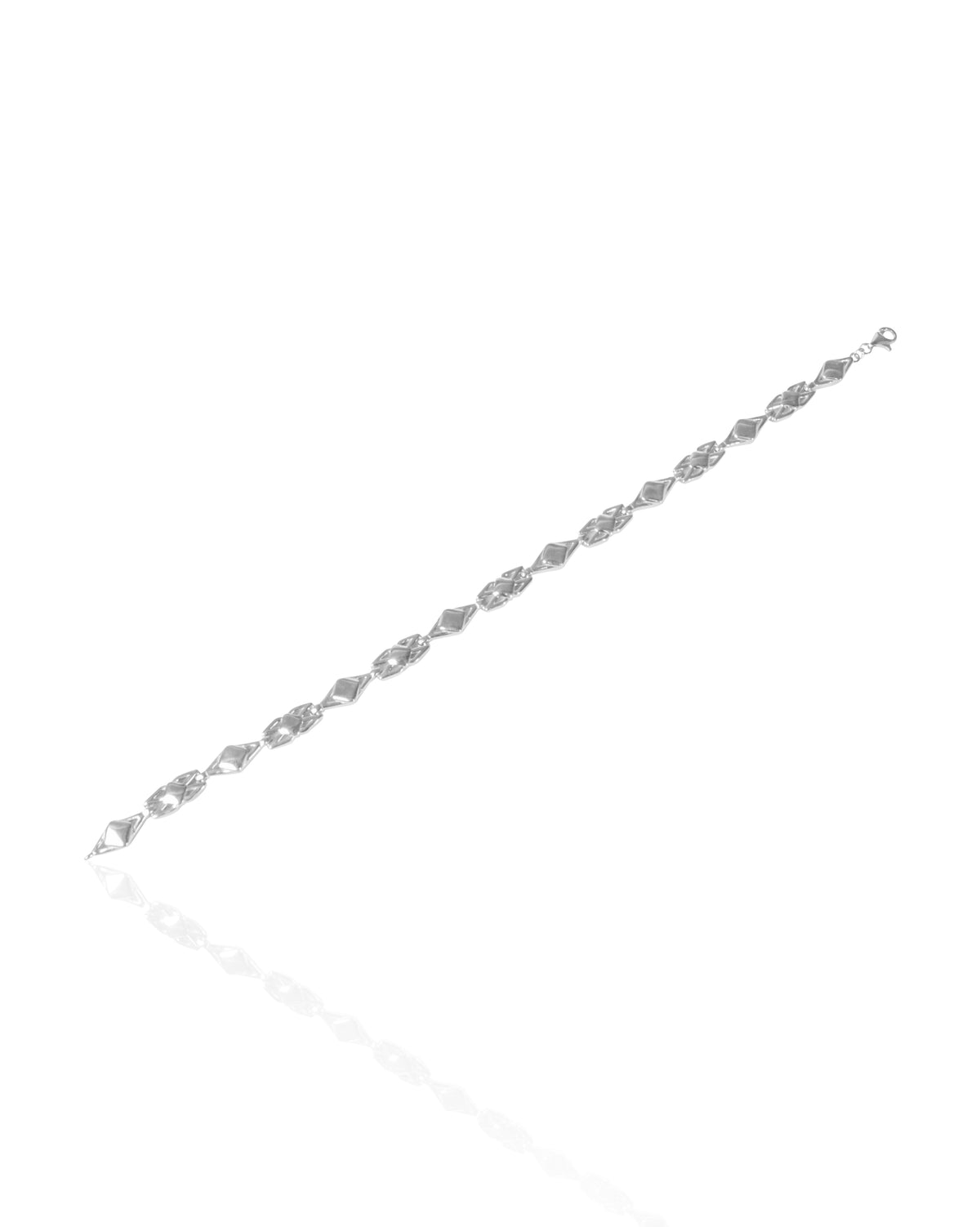 Silverio Diamond-Shaped Link Silver Bracelet