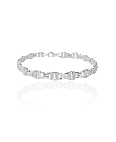 Silver Bracelet with Intricate Diamond-Cut Design