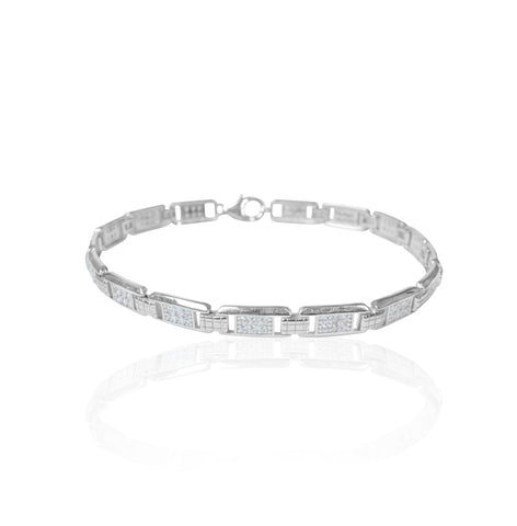 Silverio Geometric Sterling Silver Pave Bracelet