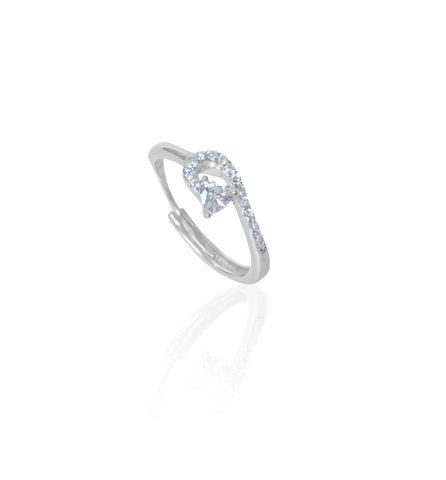 Twist Design Silver Ring with Round Cut Zirconia by Silverio