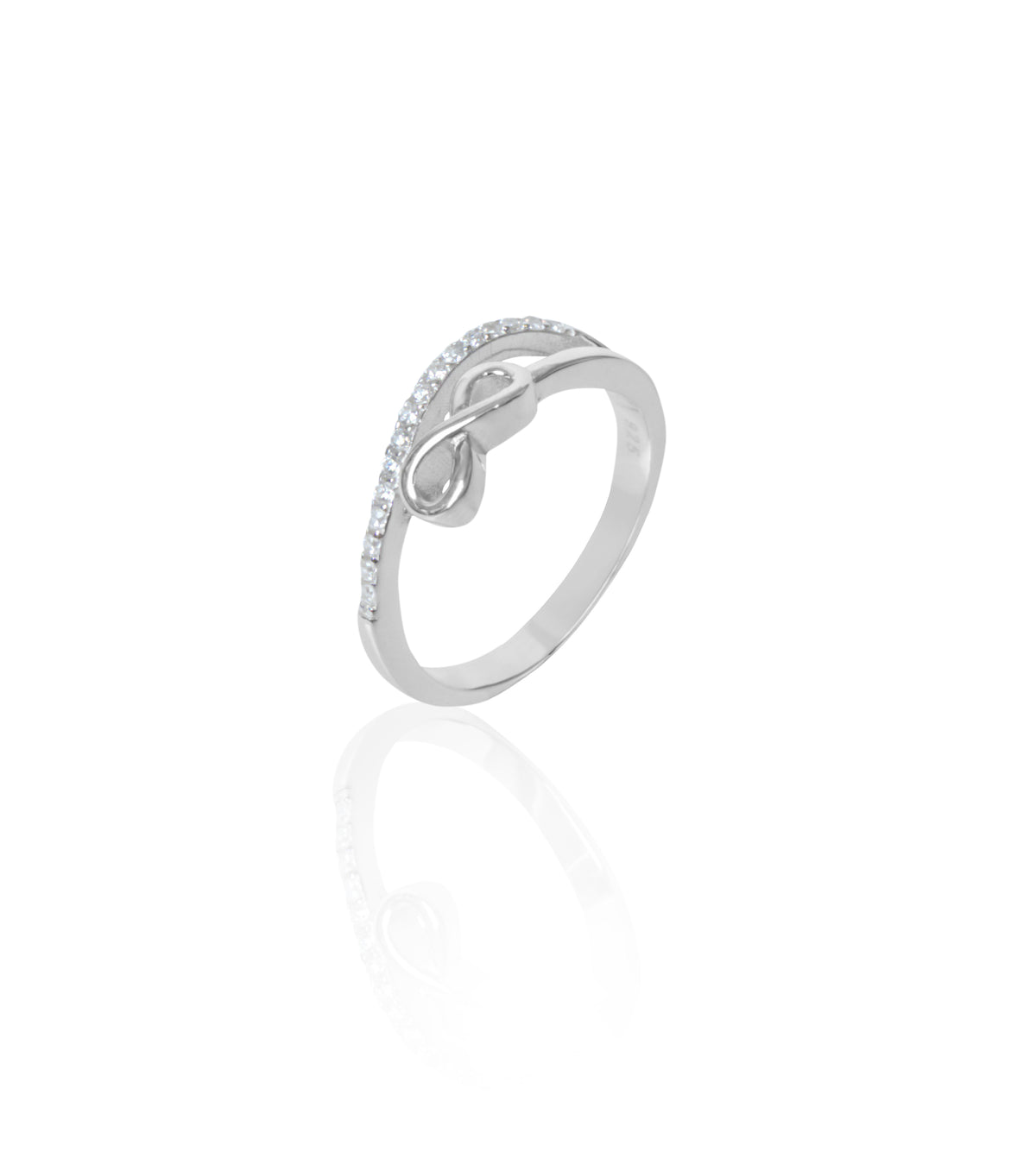 Silverio Sterling Silver Infinity Loop Ring with Cubic Zirconia